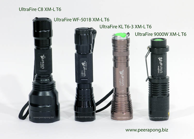 UltraFire C8 XM-L T6, UltraFire WF-501B XM-L T6, UltraFire KL T6-3 XM-L T6, UltraFire 9000W XM-L T6